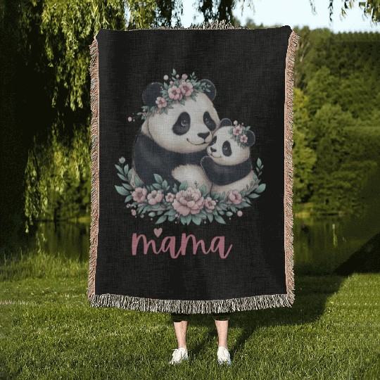 Panda Lover I Mama Panda And Cub Mother's Day Woven Blankets