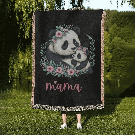Panda Lover I Mama Panda And Cub Mother's Day Woven Blankets