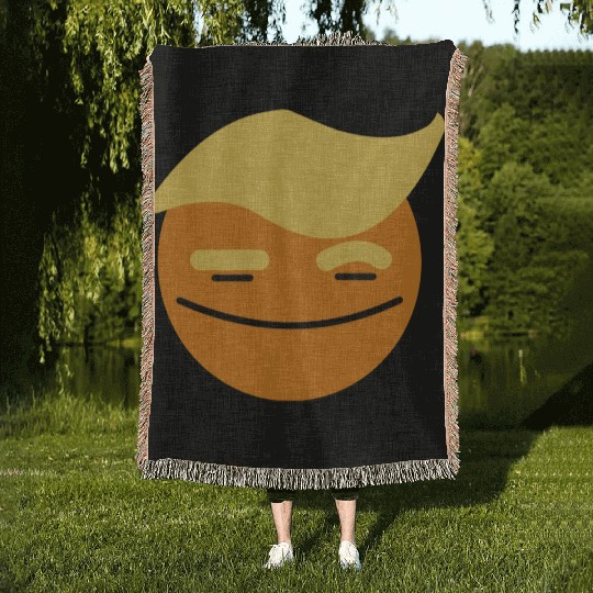 Support Donald J. Trump. Orange Trump Smile Face. Woven Blankets