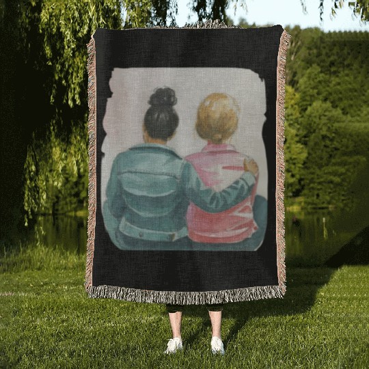 Watercolor Lesbian Couple Woven Blankets