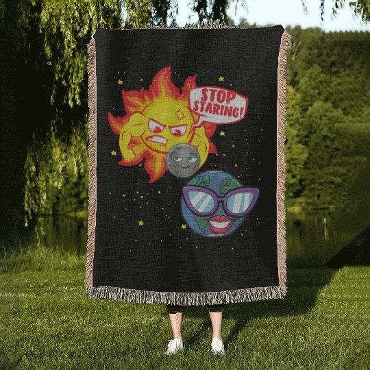 Total Solar Eclipse Stop Staring 4.08.24 Eclipsest Woven Blankets