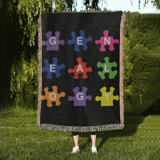 Genealogy Jigsaw Puzzle Pieces Woven Blankets