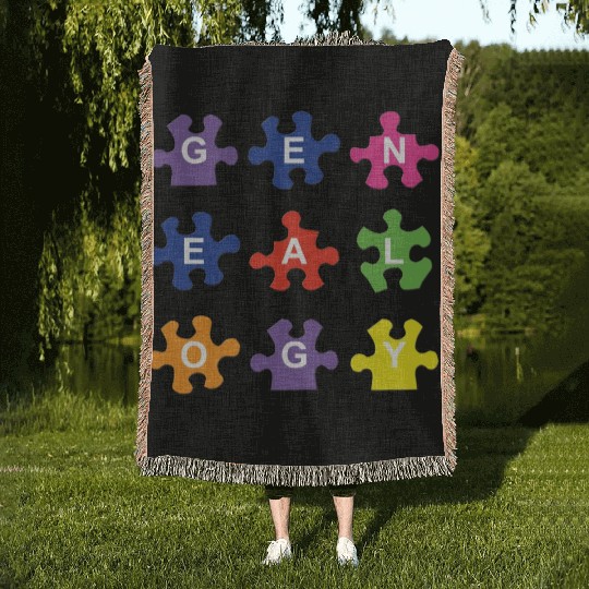 Genealogy Jigsaw Puzzle Pieces Woven Blankets