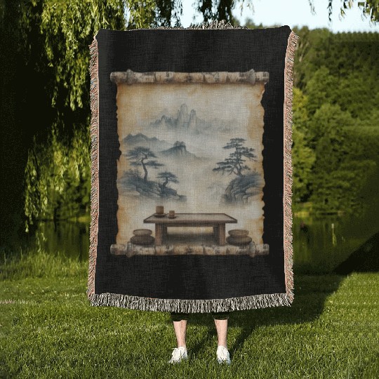 Traditional Table Papyrus Scroll Kotatsu Japanese Woven Blankets