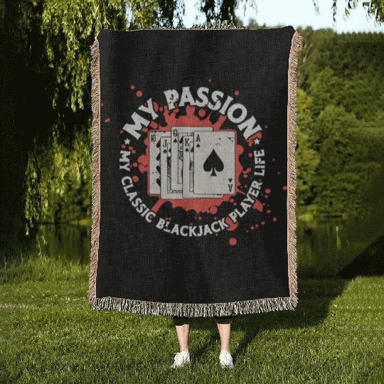 Classic Blackjack My Passion My Classic Card Game Woven Blankets