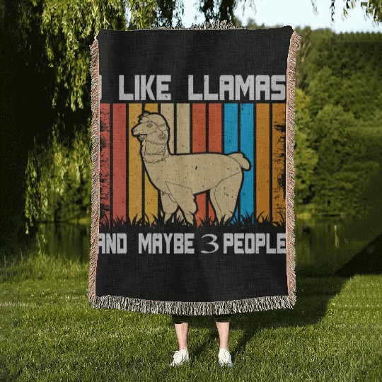 Vintage Llama I Like Llamas And Maybe 3 People T-S Woven Blankets