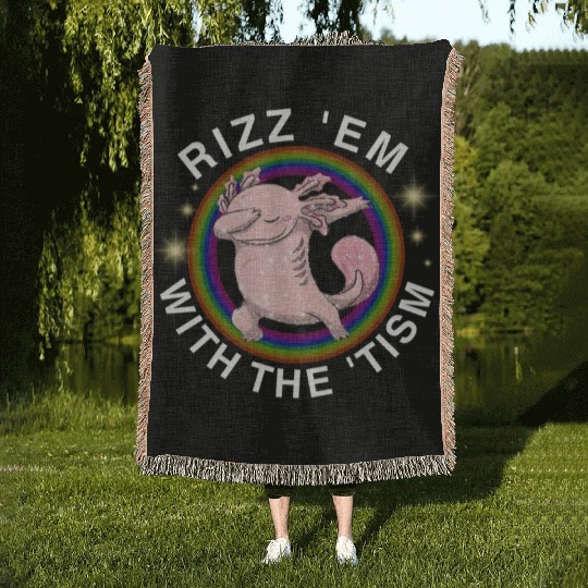 Tism Rizz Axolotl Woven Blankets