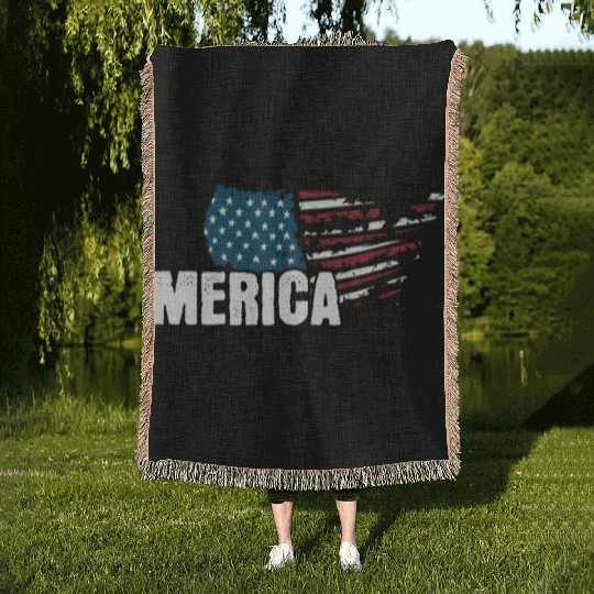 MERICA 4th of July Relaxed Patriot Woven Blankets