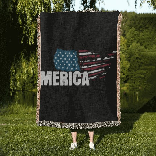 MERICA 4th of July Relaxed Patriot Woven Blankets