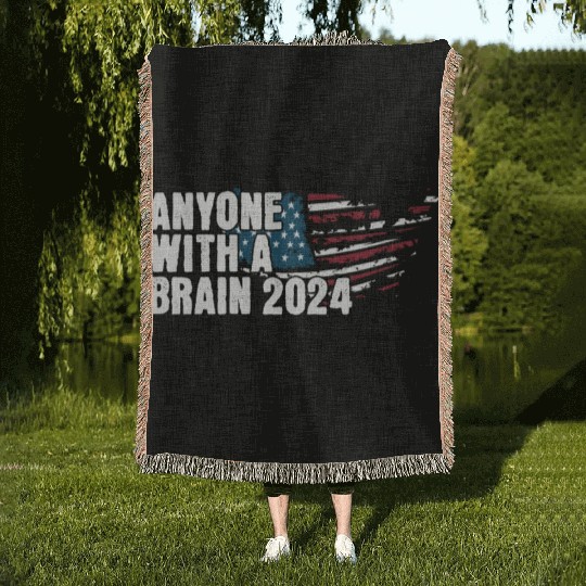 2024 Brain Vote Democracy Anti-Trump Woven Blankets
