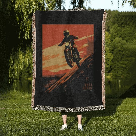 Sunset Motocross - Race Day Woven Blankets