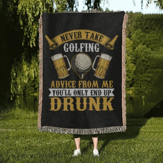 Funny golf beer golfing Woven Blankets
