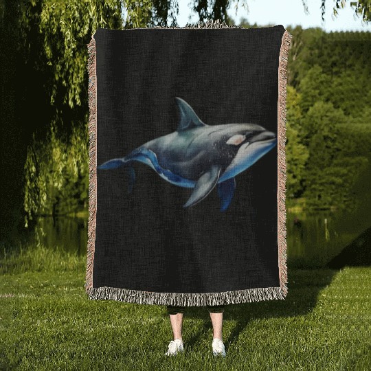 killer whale Woven Blankets