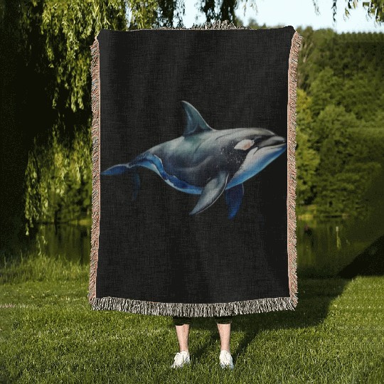killer whale Woven Blankets