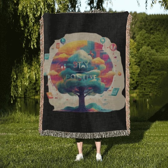 Stay positive Woven Blankets