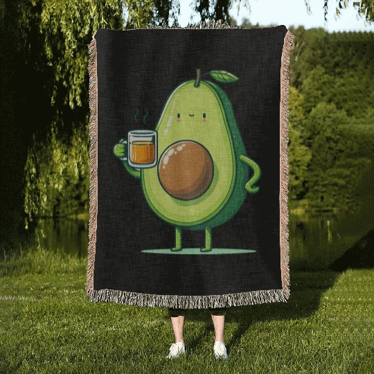 Tea Time Avocado Woven Blankets