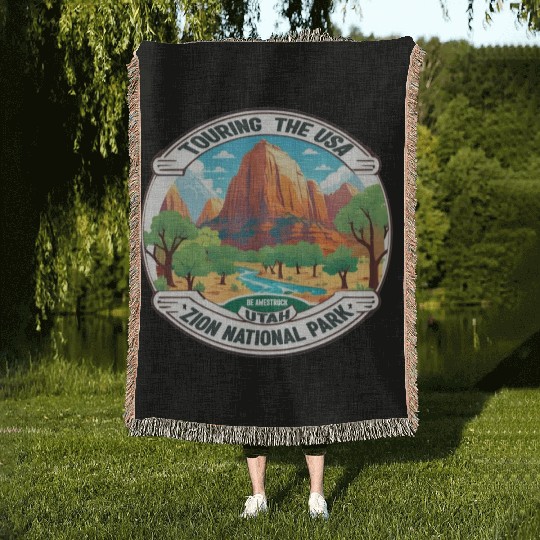 Touring The USA : Zion National Park Woven Blankets