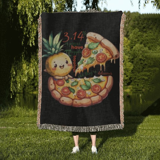 pi day math Pineapple pizza Toppings Woven Blankets
