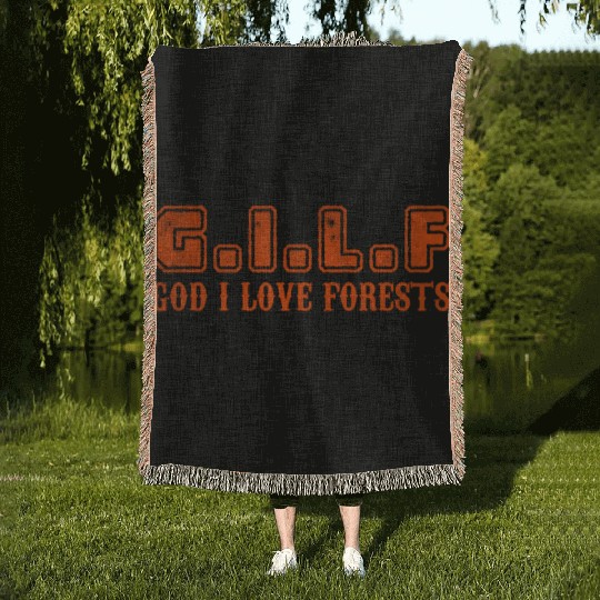 God I love forests Woven Blankets