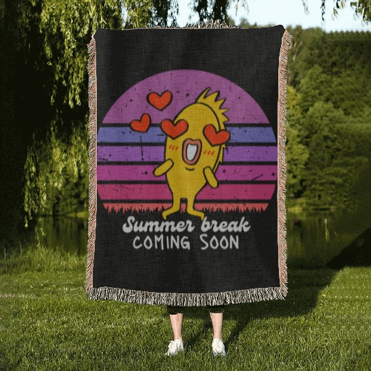 Happy fish Summer break coming soon toddler Woven Blankets