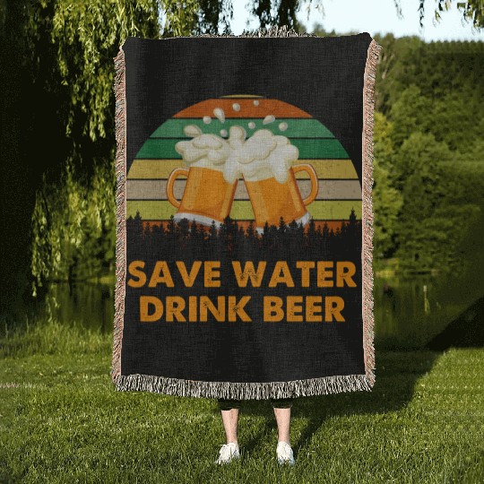 Save Water Drink Beer Woven Blankets