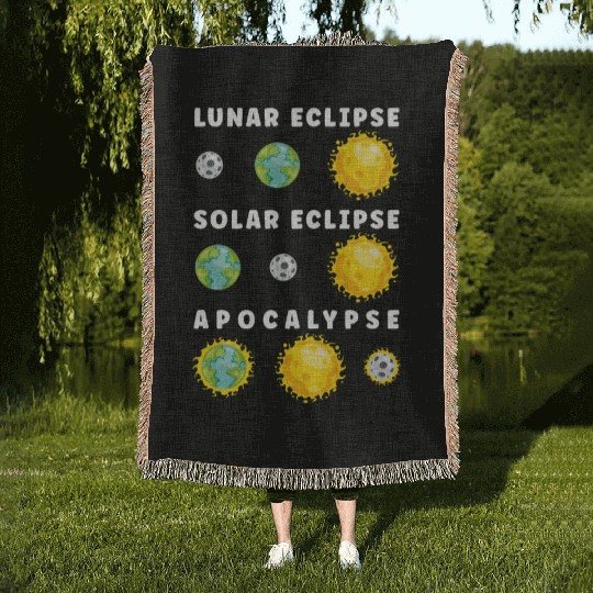 Funny Lunar Solar Eclipse Apocalypse Astronomy Woven Blankets