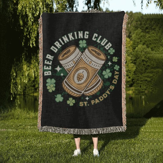 Beer Drinking Club St Paddy s Day Woven Blankets