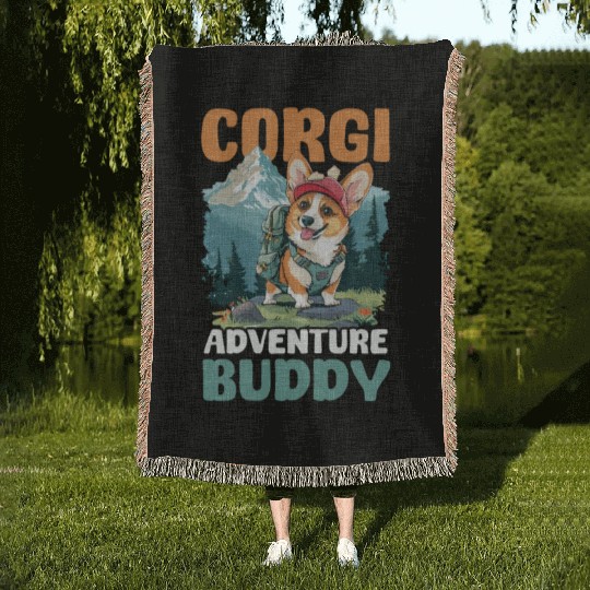 Corgi Mom Dad Corgi Adventure Buddy Woven Blankets
