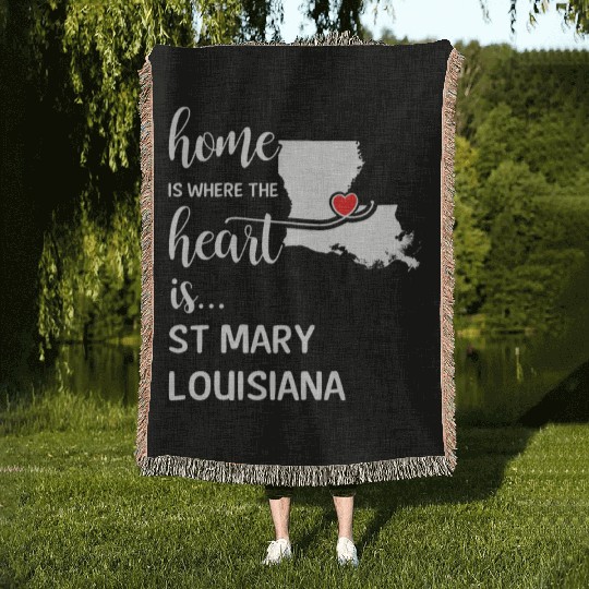 St Mary County Louisiana Is Where My Heart Is Gift Woven Blankets