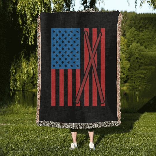Patriotic US Drummer Woven Blankets