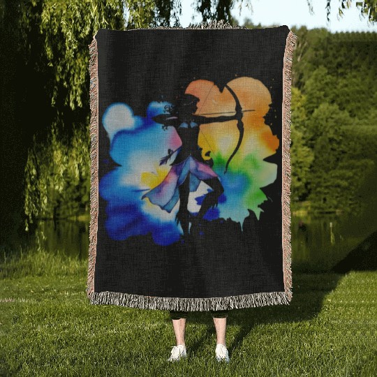 Color splash zodiac: Sagittarius Woven Blankets