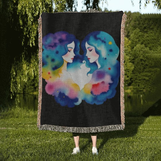 Color splash zodiac: Gemini Woven Blankets