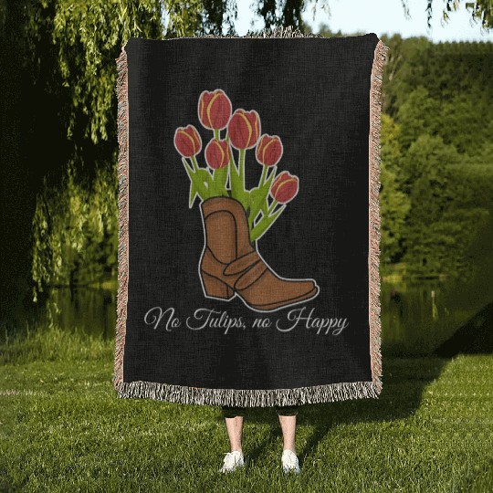 Tulips Flowers Boot Garden Tulip Woven Blankets