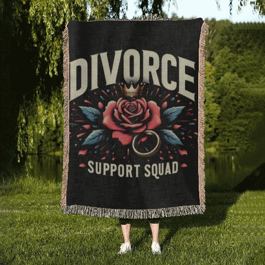 Divorce Support Squad Matching Friends Family Rose Woven Blankets