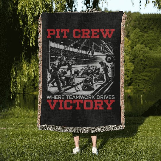 Pit Crew Race Car Racing Race Track Motorsport Woven Blankets