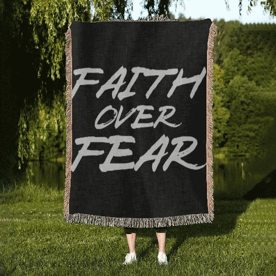 FearlessFaith Design: Embrace Faith Over Fear Woven Blankets