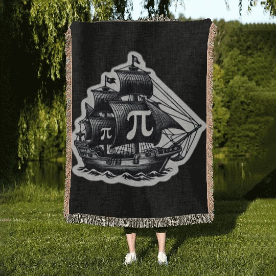 Math Pirate Ship Pi rate ship - Happy Pi Day Woven Blankets