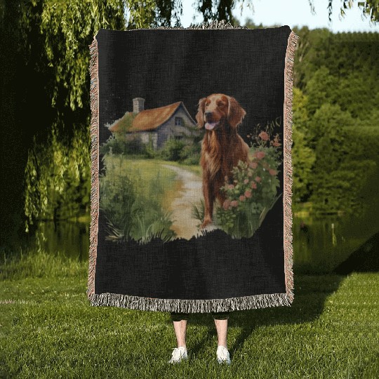 Irish Setter Emerald Dog Cottagecore Adventure Woven Blankets
