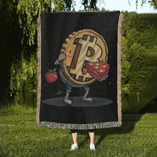Pi day 3.14 Crypto Bitcoin Eat Strawberry Pizza Woven Blankets
