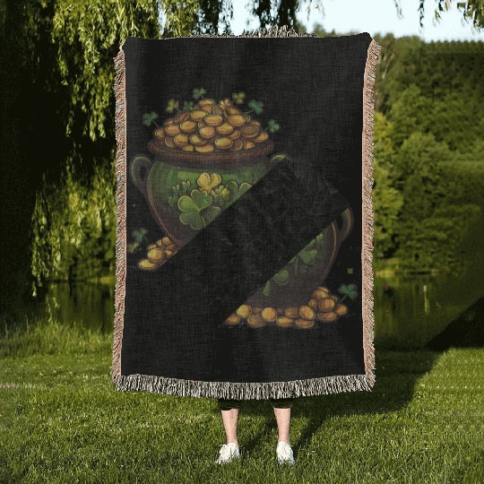 Golden coins, st patricks day Woven Blankets