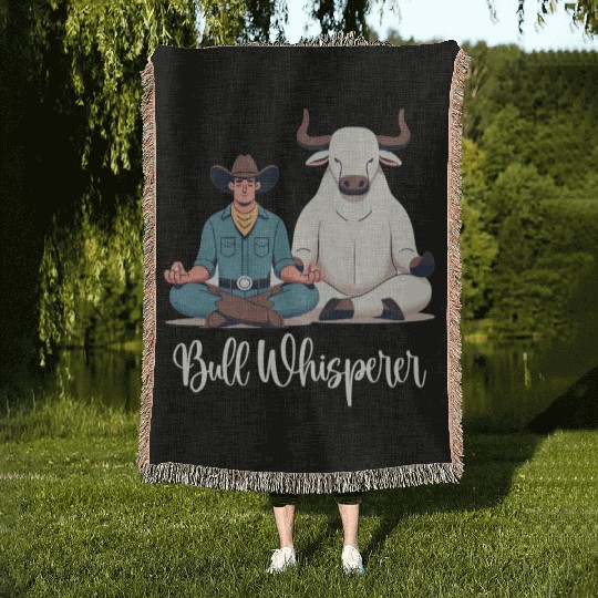 Rodeo Bull Riding Livestock Show Farmer Cattle Woven Blankets