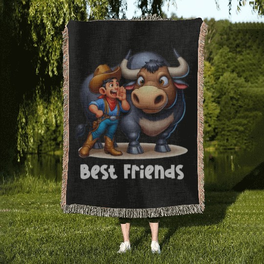 Rodeo Bull Riding Livestock Show Farmer Cattle Woven Blankets