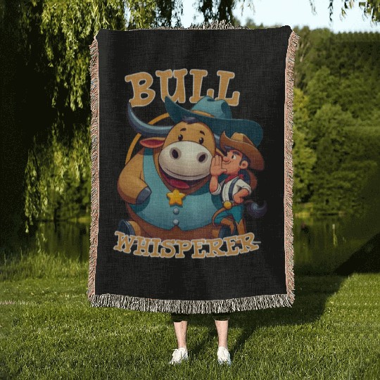 Rodeo Bull Riding Livestock Show Farmer Cattle Woven Blankets