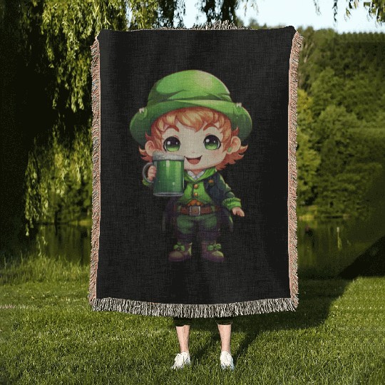 Green Beer on St Patricks Day Woven Blankets
