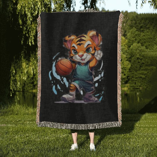 Tiger basketball Woven Blankets
