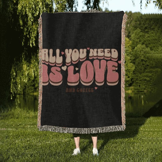 [AMY store] - Love and Coffee Cute Typography Woven Blankets
