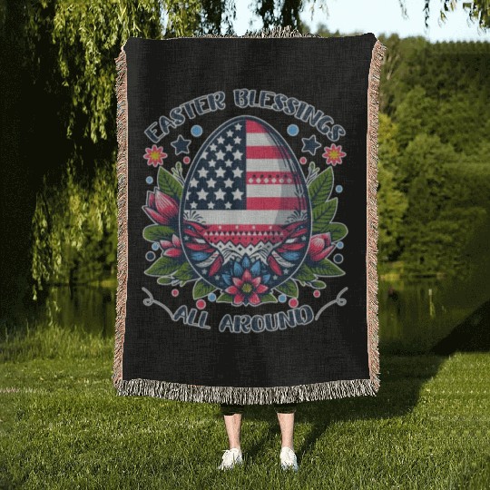 Easter Egg Flag - Easter Blessings All Around Woven Blankets