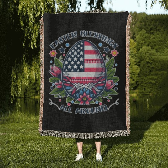 Easter Egg Flag - Easter Blessings All Around Woven Blankets
