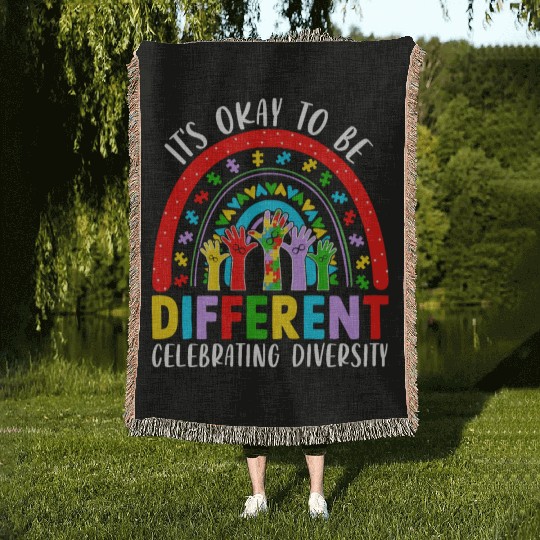 It S Okay To Be Different Embrace Neurodiversity Woven Blankets