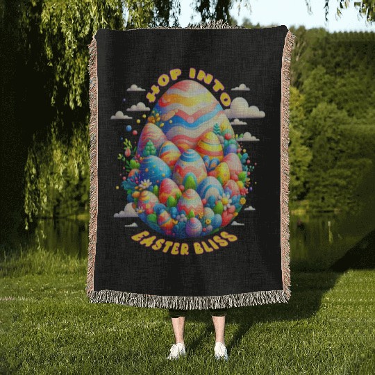 Vibrant Easter Egg Design for a Festive Easter Day Woven Blankets